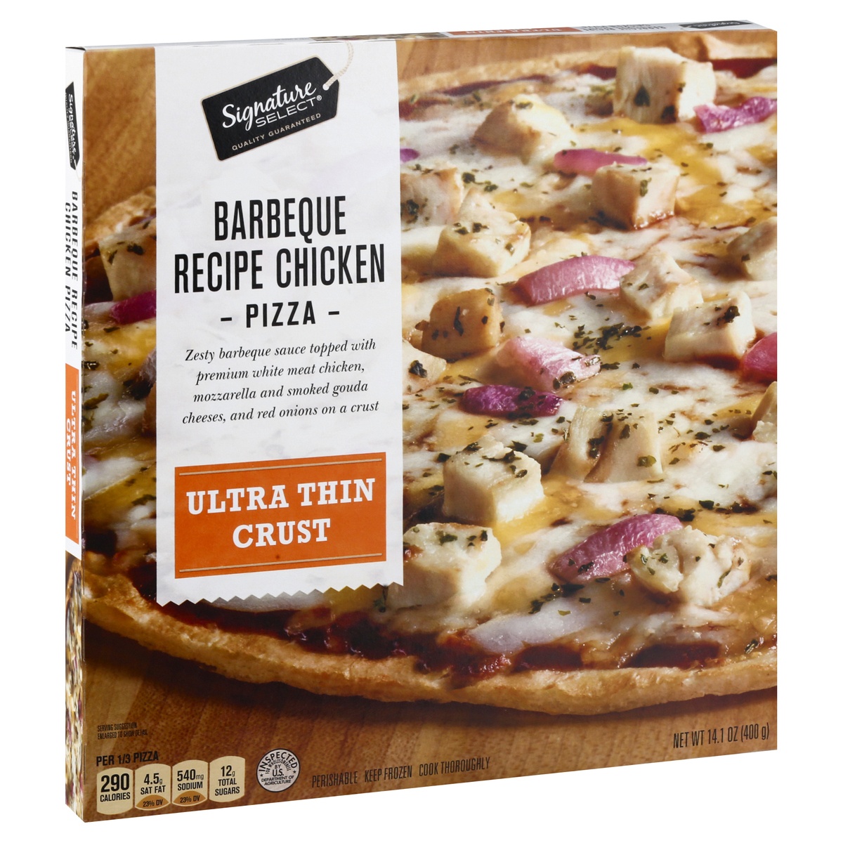 slide 2 of 9, Signature Select Pizza Ultra Thin Crust Barbeque Recipe Chicken, 