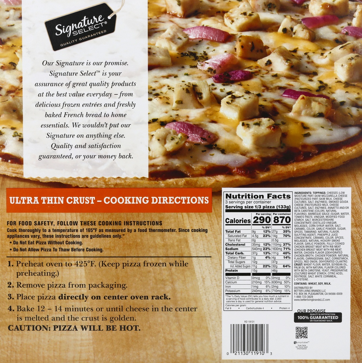 slide 4 of 9, Signature Select Pizza Ultra Thin Crust Barbeque Recipe Chicken, 