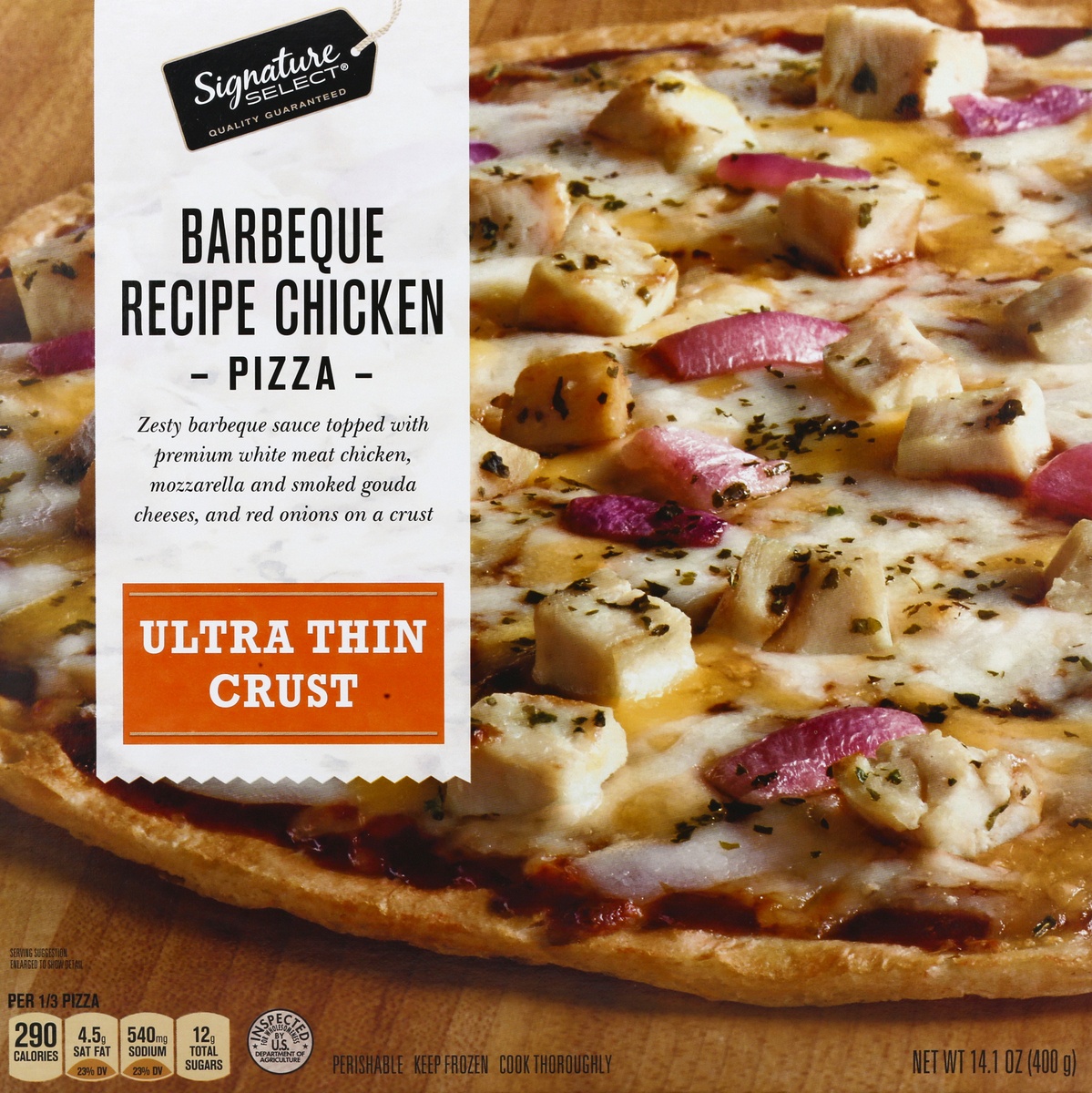 slide 6 of 9, Signature Select Pizza Ultra Thin Crust Barbeque Recipe Chicken, 