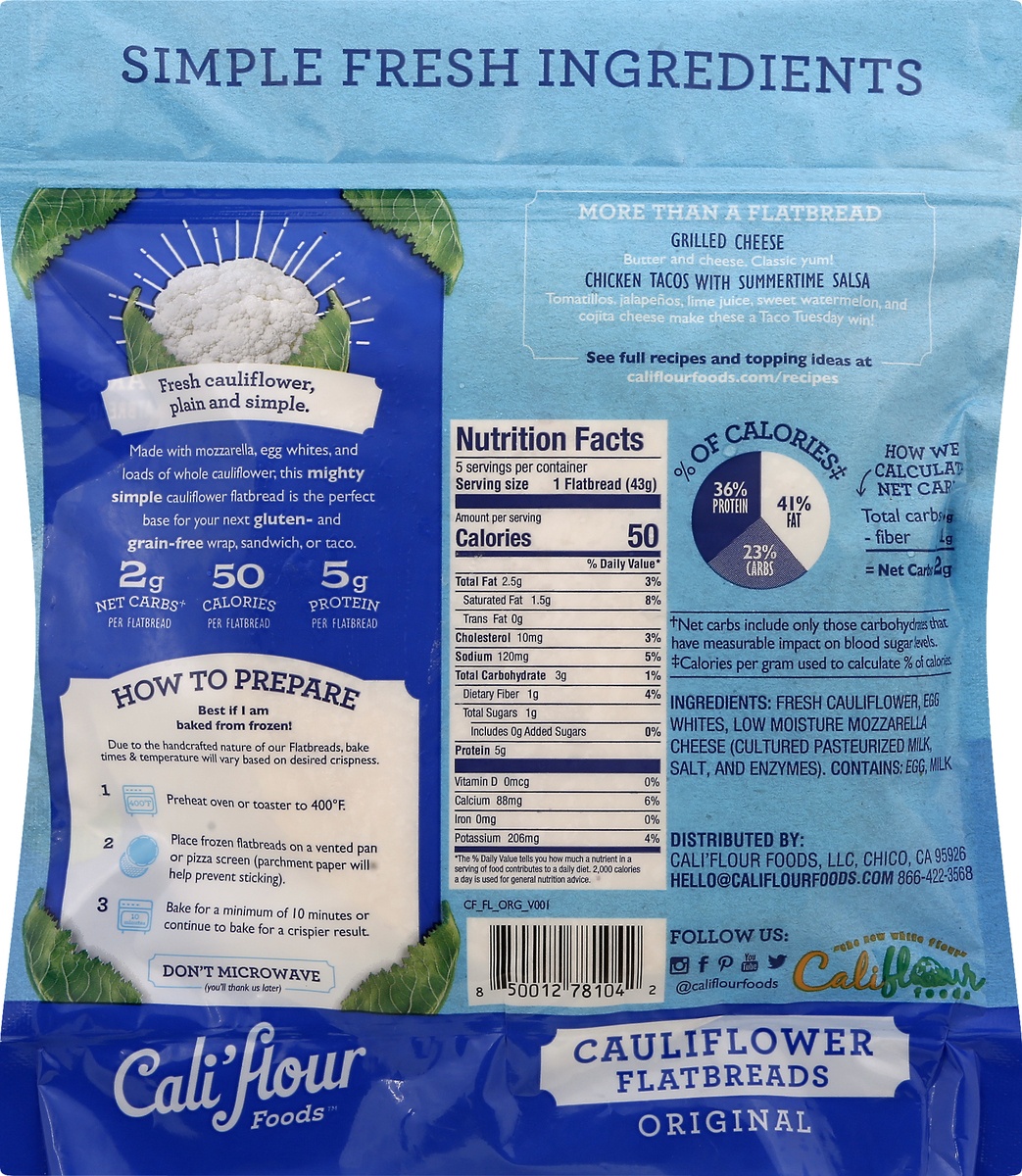 slide 4 of 13, Cali'flour Foods Cauliflower Original Flatbreads 5 ea, 5 ct