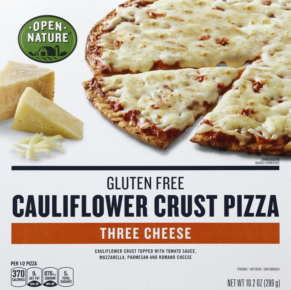 slide 4 of 7, Open Nature Cauliflower Crust Pizza, Gluten Free, Three Cheese, 10.2 oz