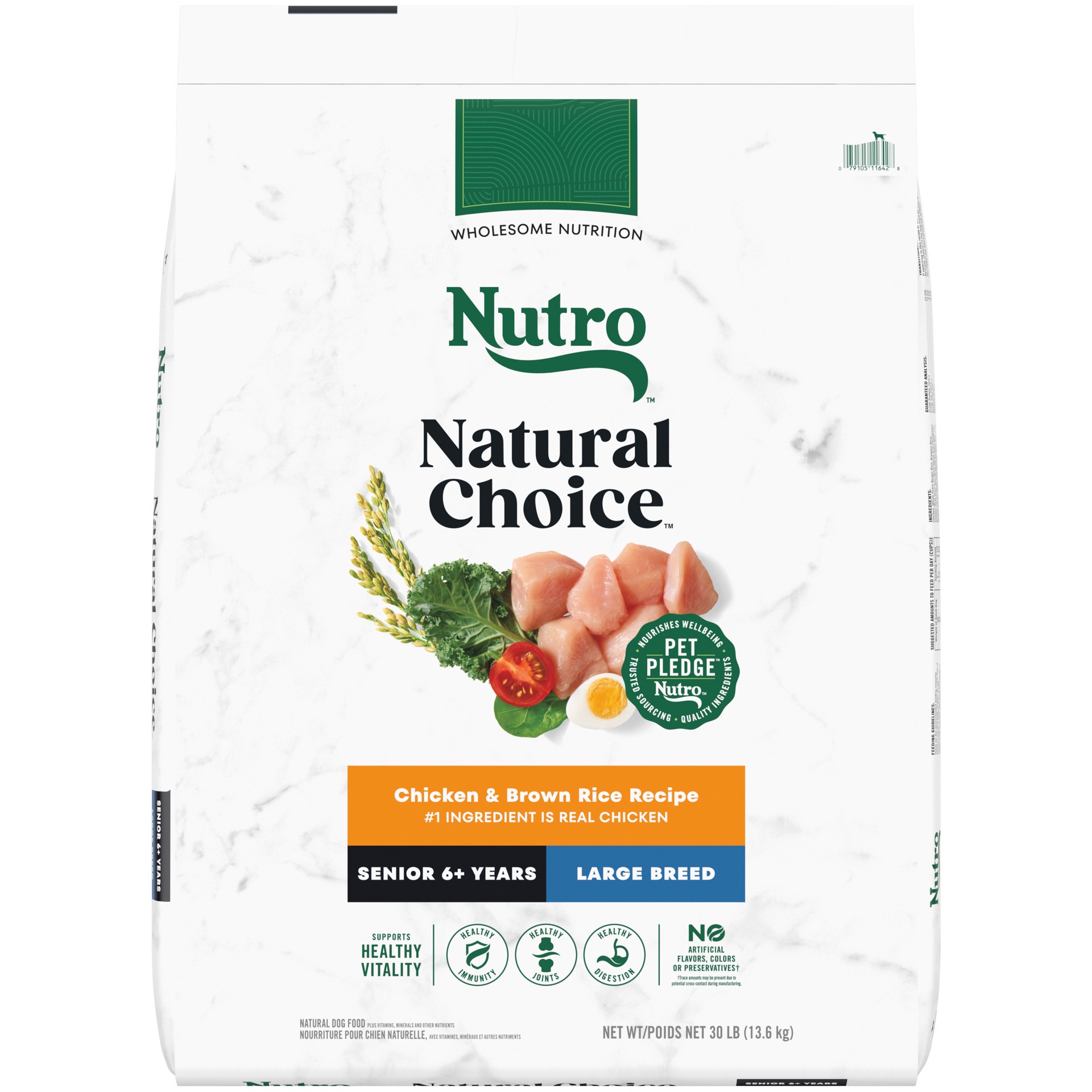 slide 1 of 6, Nutro Natural Choice Senior Large Breed Dry Dog Food, Chicken and Brown Rice, 30 lbs., 30 lb