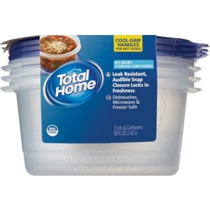 slide 1 of 1, Total Home By CVS Big Bowl Storage Containers, 3 ct