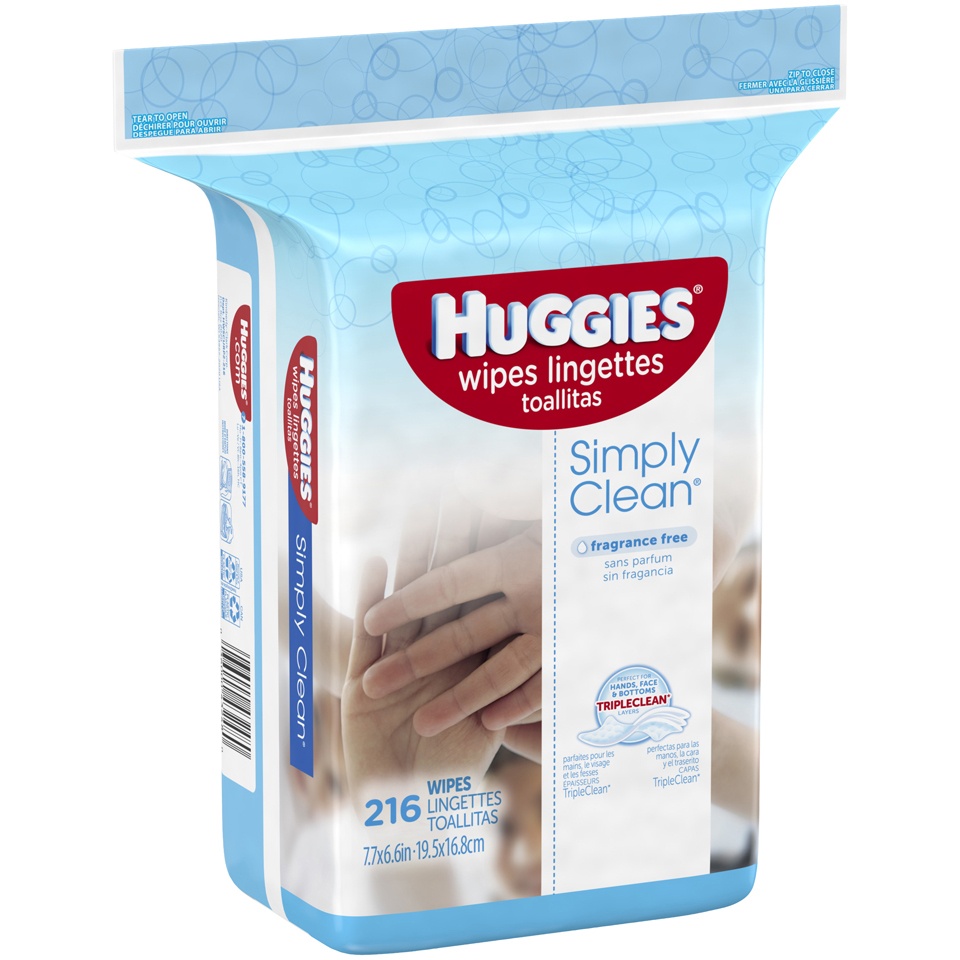 slide 2 of 3, Huggies Simply Clean Fragrance-Free Baby Wipes, 216 ct