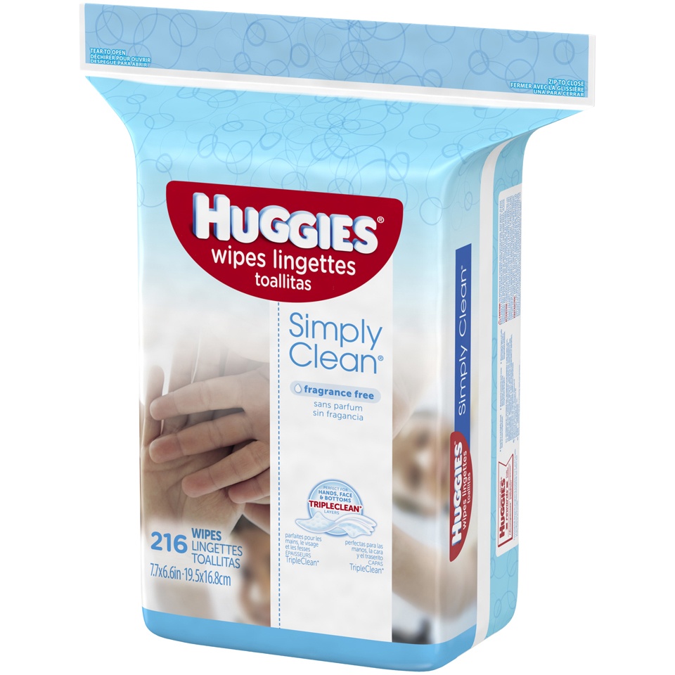 slide 3 of 3, Huggies Simply Clean Fragrance-Free Baby Wipes, 216 ct