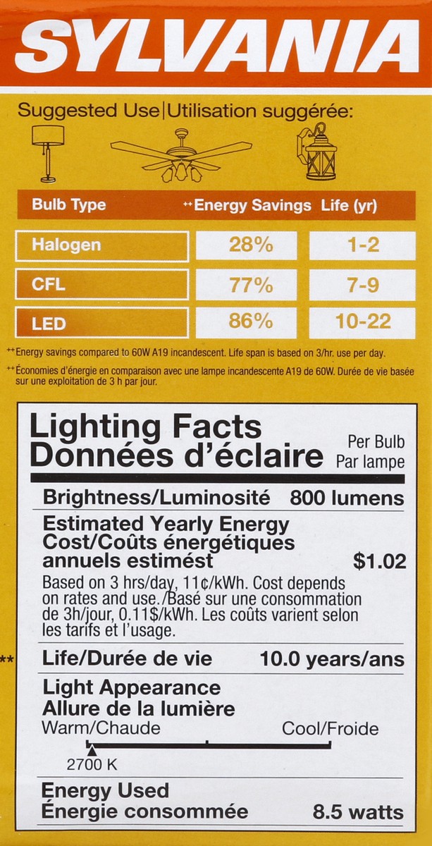 slide 2 of 5, Sylvania Light Bulbs 4 ea, 4 ct