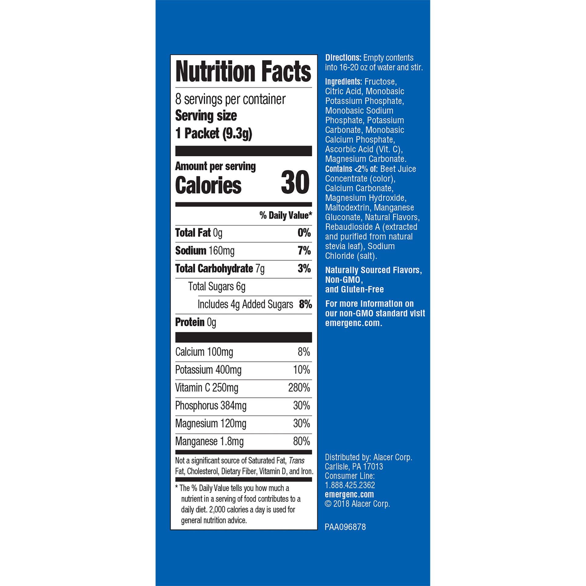 slide 5 of 8, Emergen-C  Emergen-C Electrolyte Replenisher Raspberry Electrolyte Replenishment Drink Mix, 90 ct; 0.33 oz