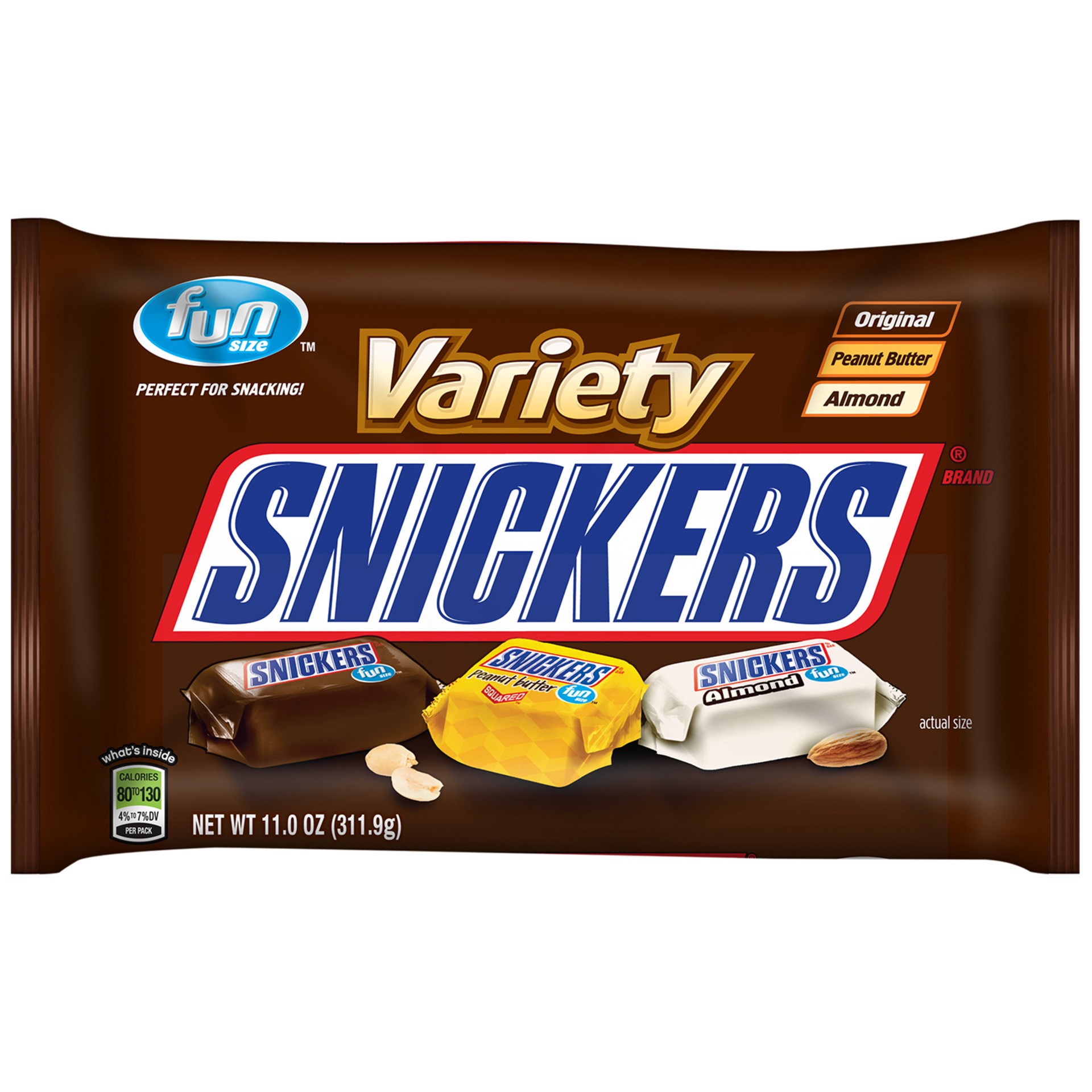 slide 1 of 5, SNICKERS Fun Size Chocolate Bar Variety Mix Candy Bag, 11 oz, 11 oz