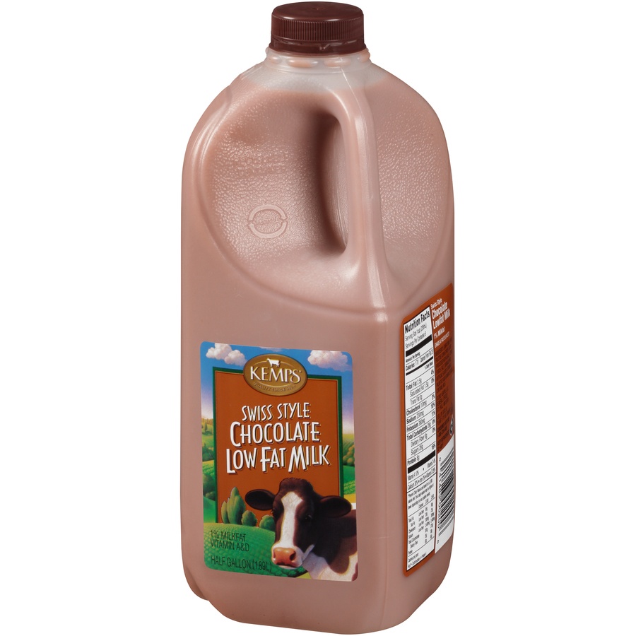 slide 3 of 8, Kemps Swiss Style Chocolate Low Fat Milk, 1/2 gal