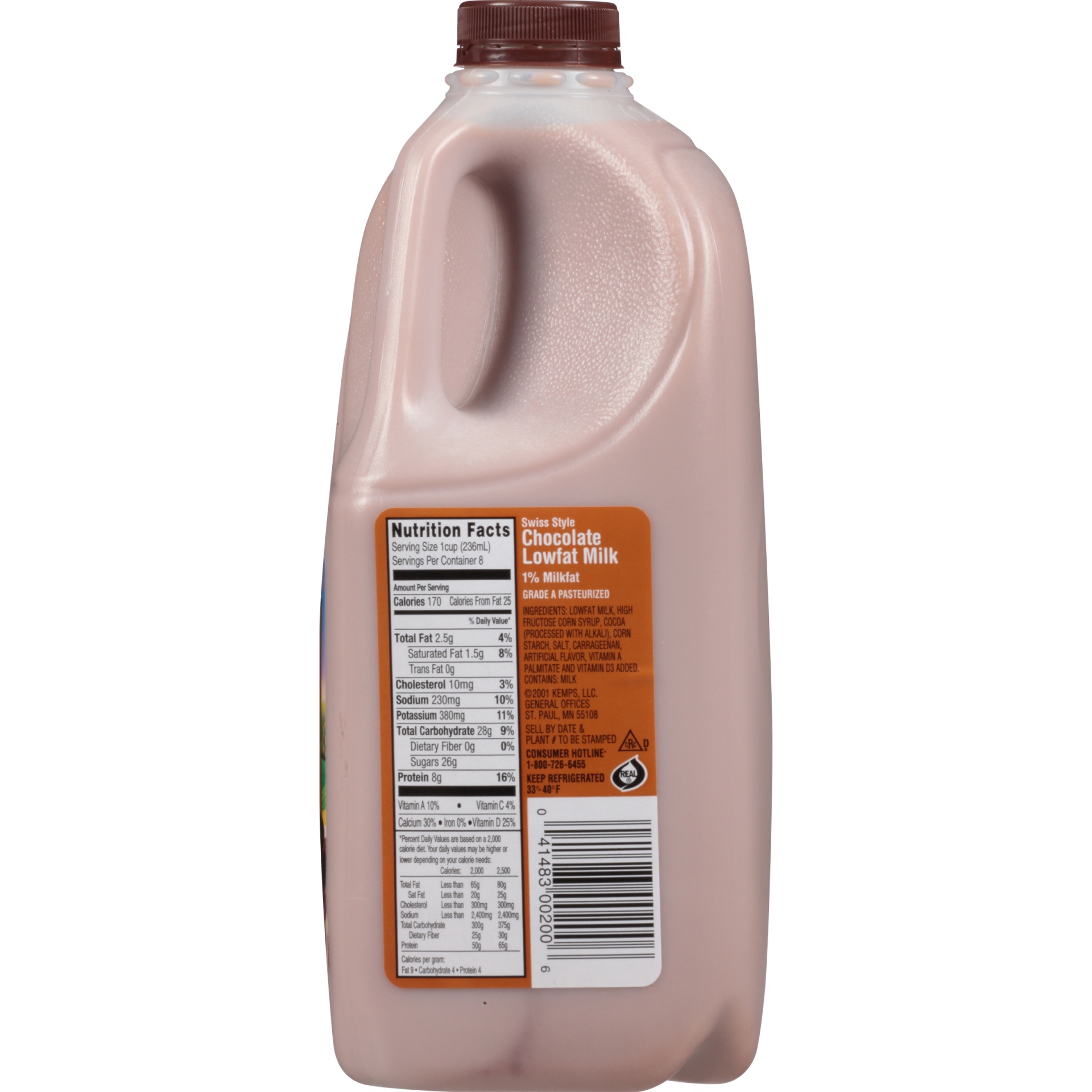 slide 5 of 8, Kemps Swiss Style Chocolate Low Fat Milk, 1/2 gal