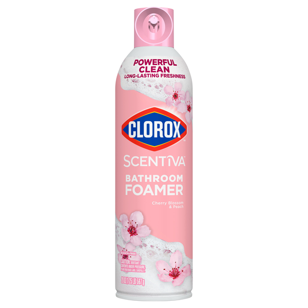 slide 1 of 3, Clorox Scentiva Cherry Blossom & Peach Bathroom Foamer, 20 oz