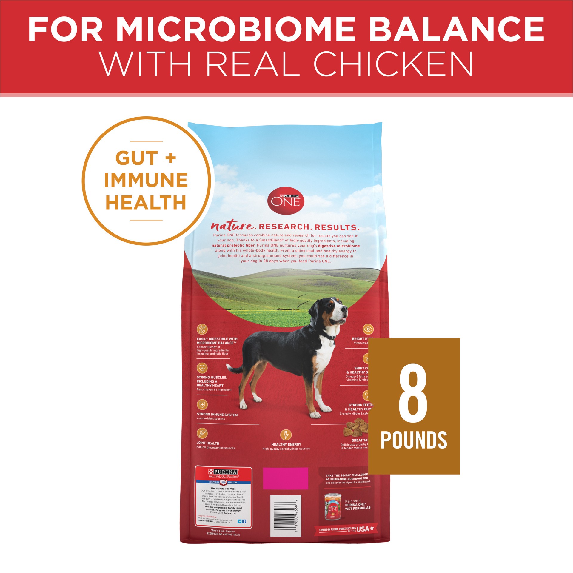 slide 7 of 9, ONE Purina ONE Chicken and Rice Formula Dry Dog Food, 40 lb