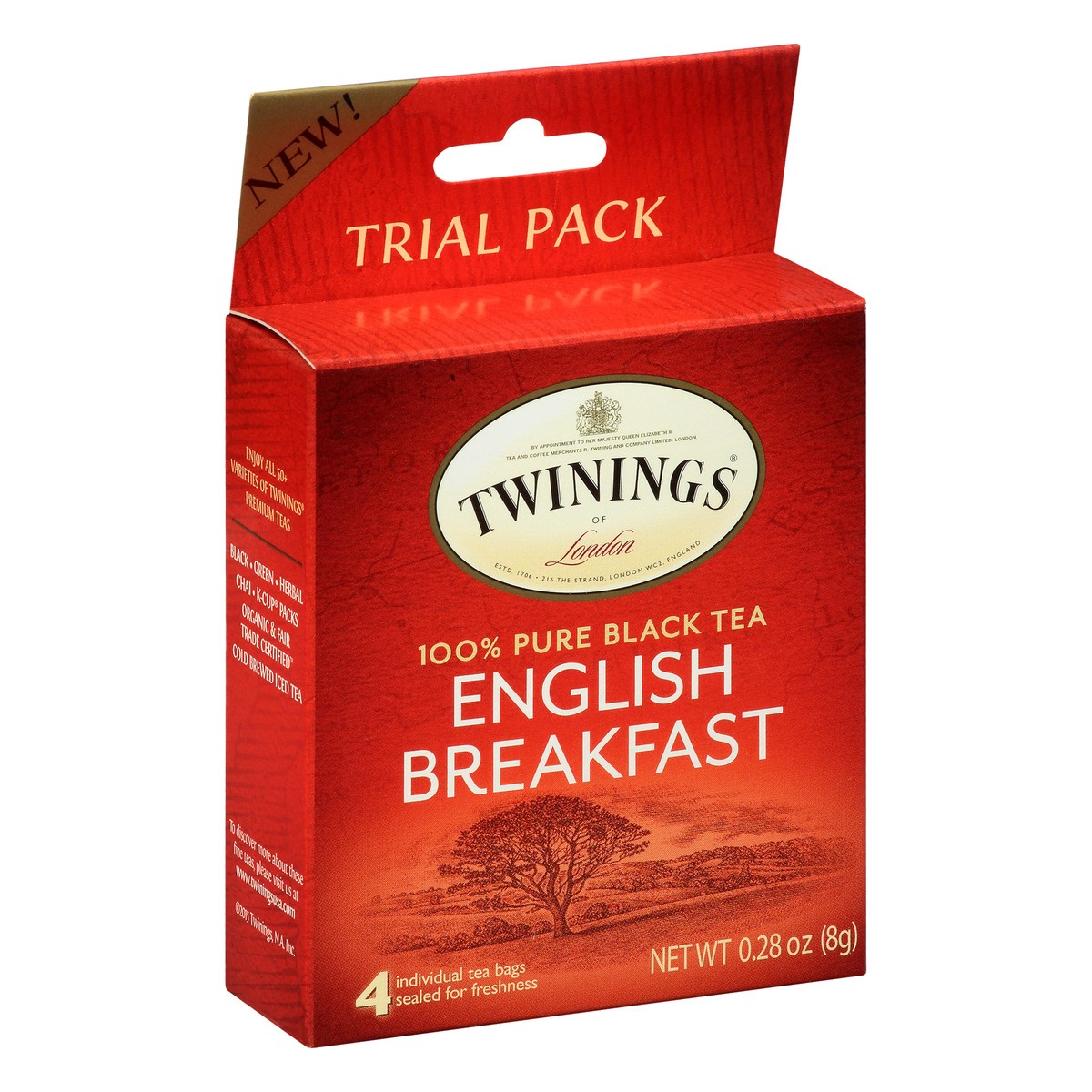 slide 12 of 12, Twinings of London English Breakfast Tea Trial Pack Tea Bags Flavourful Caffeinated for Energy Pure Black Tea, 4 Ea, 4 ct