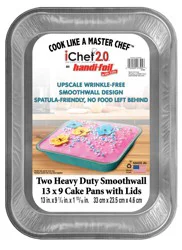 Handi-foil Two Heavy Duty Smoothwall 13 x 9 Inch Cake Pans with Lids