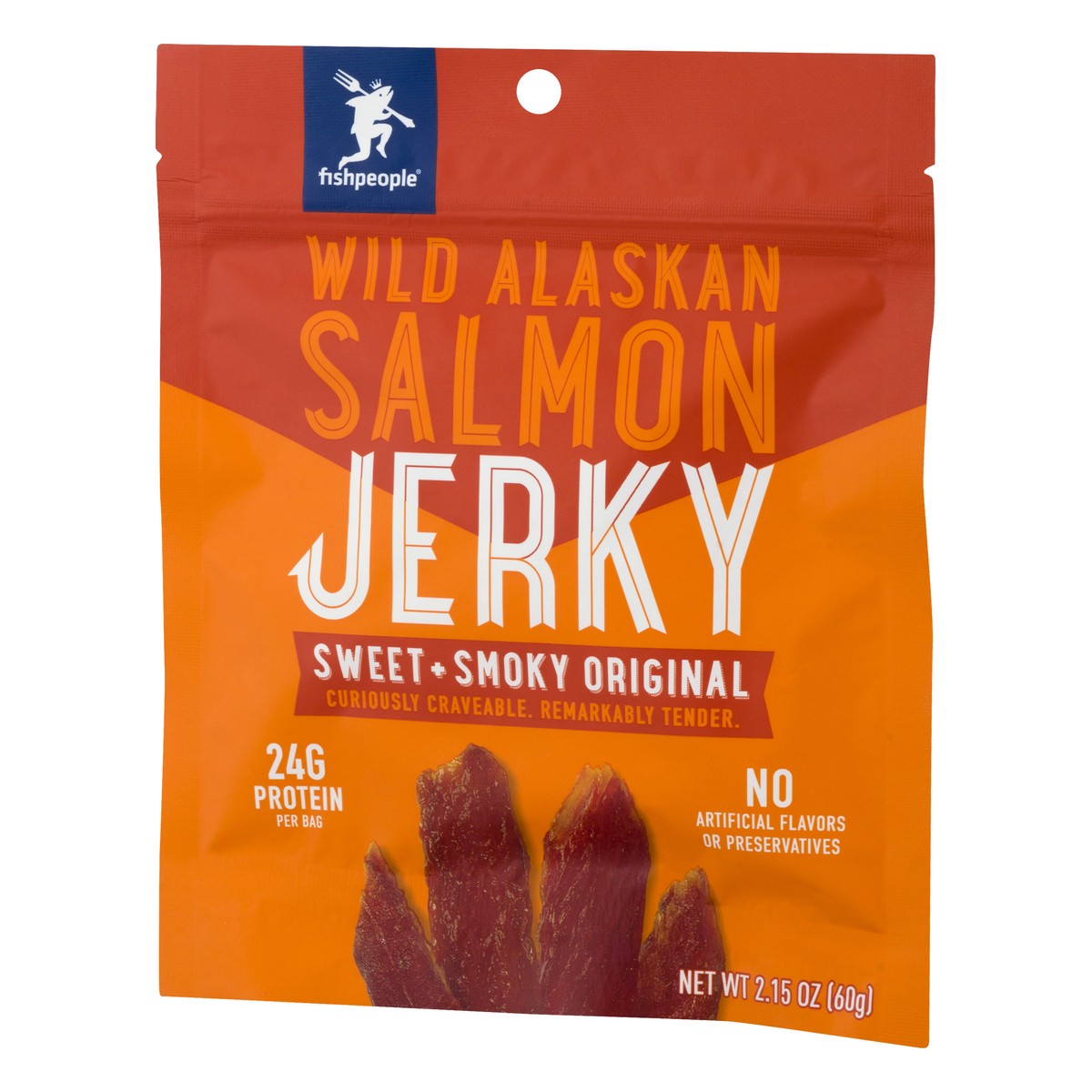 slide 9 of 12, fishpeople Wild Alaskan Sweet + Smoky Original Salmon Jerky 2.15 oz, 2.15 oz