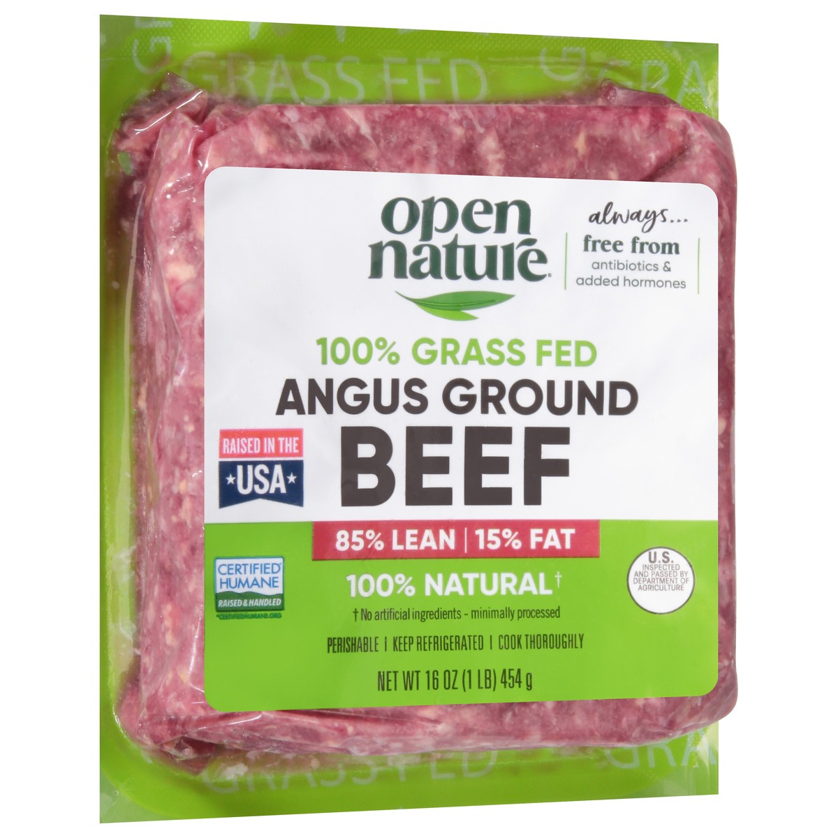 slide 2 of 11, Open Nature Beef, Ground, 85% Lean, Angus, Grass Fed, 