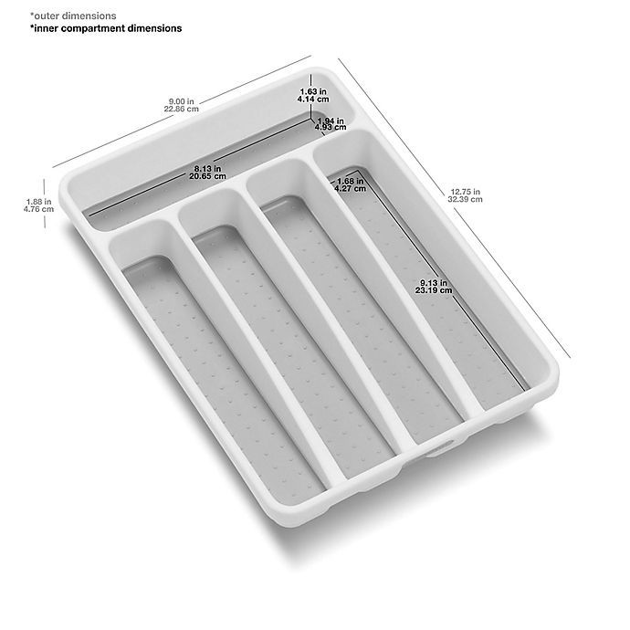 slide 5 of 5, Madesmart Classic Mini Flatware Organizer In White/Grey, 1 ct