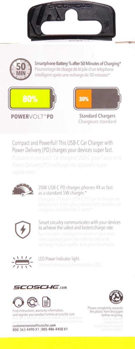 slide 7 of 8, Scosche PowerVolt 20 Watts USB-C Car Charger 1 ea, 1 ct