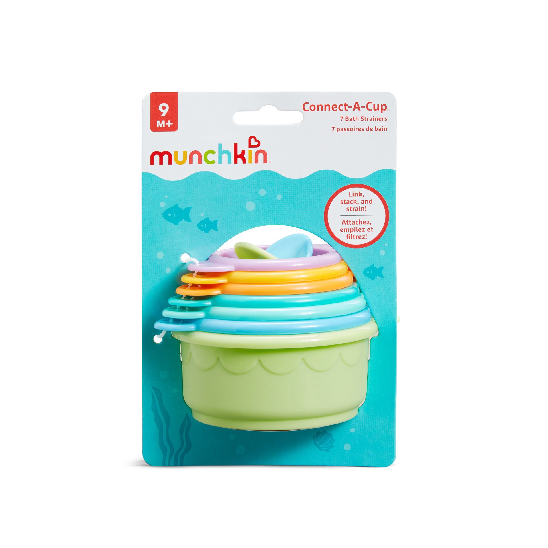 slide 1 of 1, Munchkin 9M+ Connect-A-Cup Bath Strainers 7 ea, 7 ct