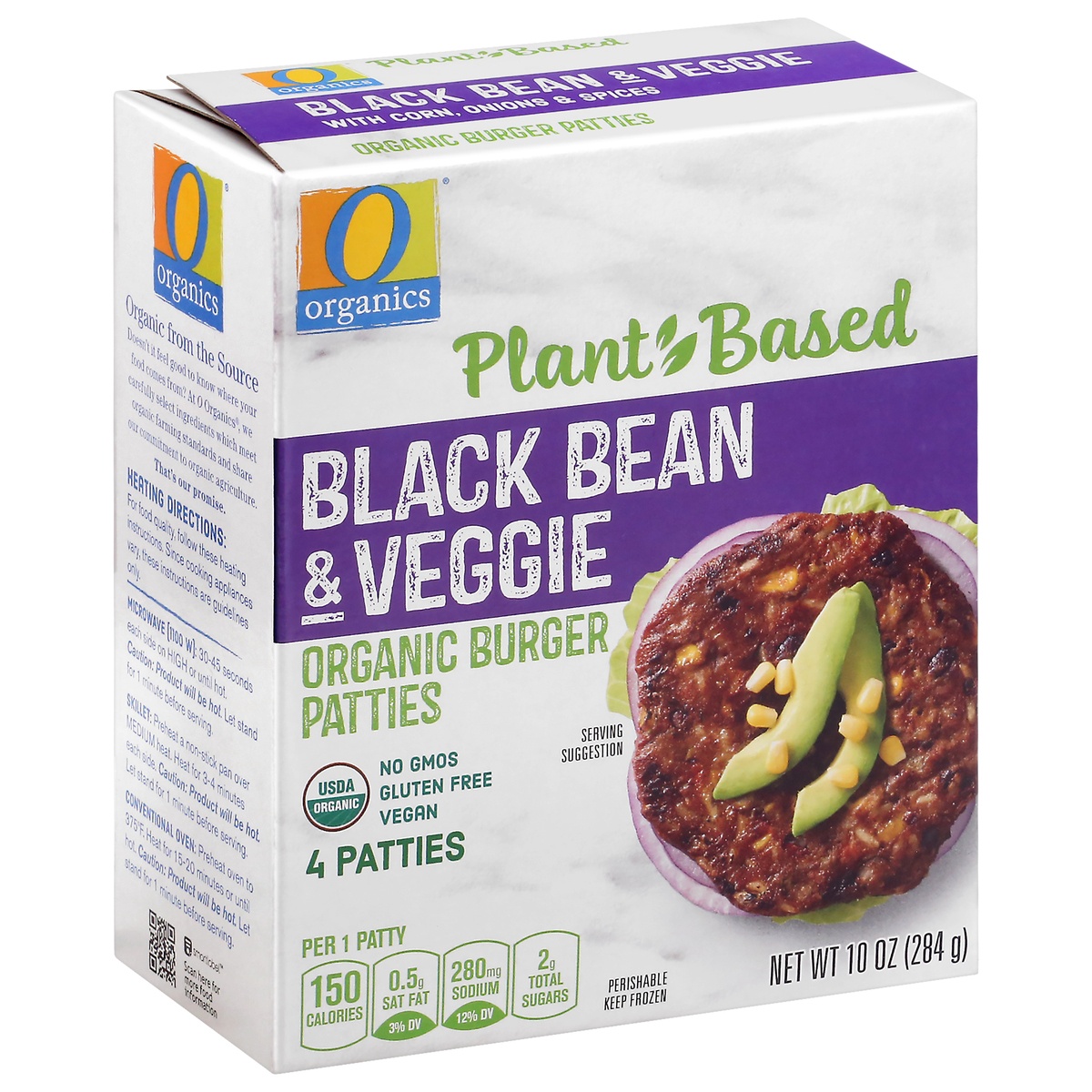 slide 2 of 9, O Organics Black Bean & Veggie Patties, 4 ct; 10 oz