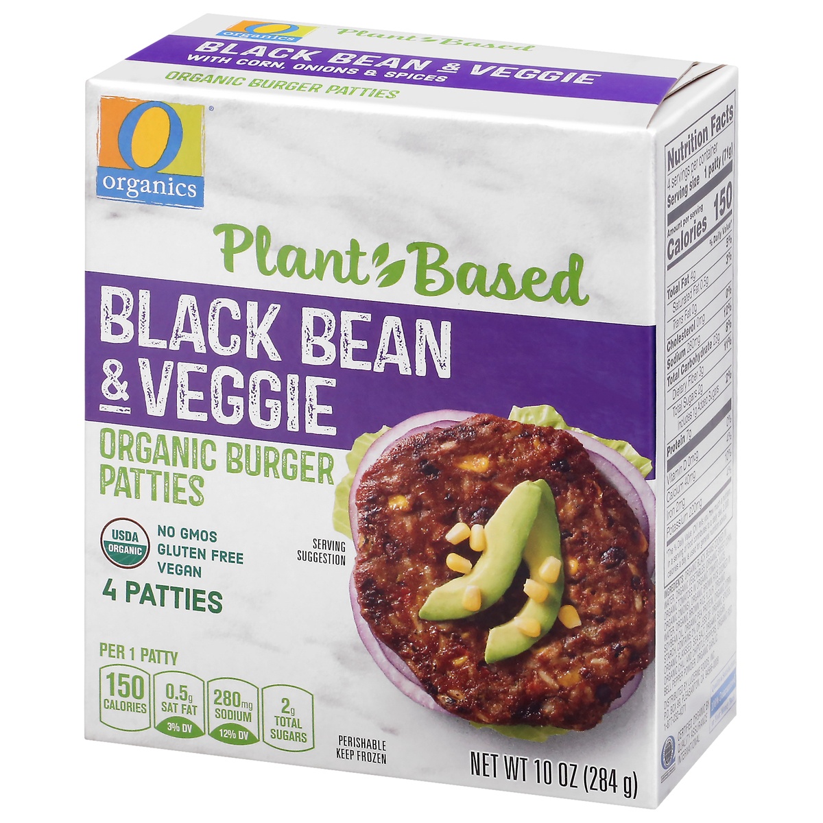 slide 3 of 9, O Organics Black Bean & Veggie Patties, 4 ct; 10 oz