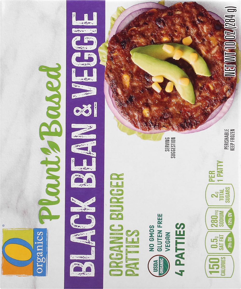 slide 4 of 9, O Organics Black Bean & Veggie Patties, 4 ct; 10 oz