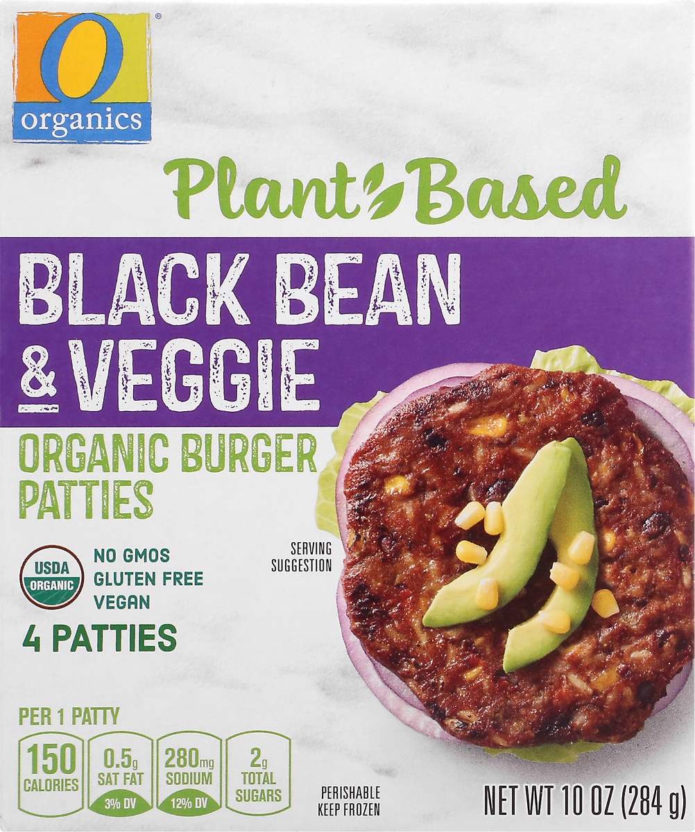 slide 6 of 9, O Organics Black Bean & Veggie Patties, 4 ct; 10 oz