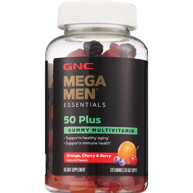slide 1 of 1, Gnc Mega Men Essentials 50 Plus Gummies, 120 ct