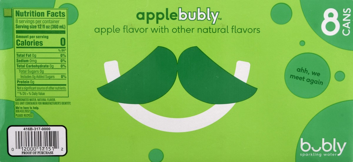 slide 10 of 13, bubly Apple Sparkling Water 8 ea, 8 ct