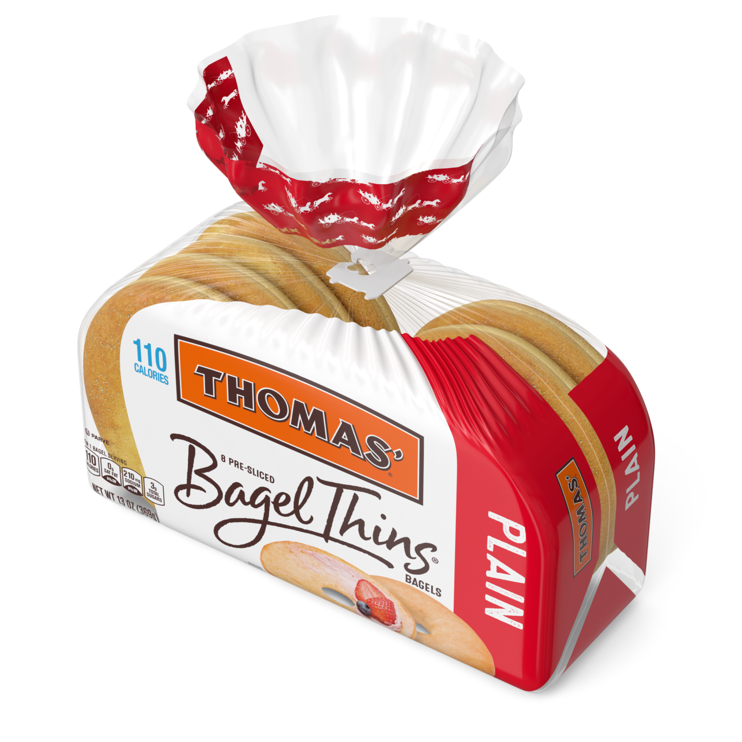 slide 2 of 3, Thomas' Plain Bagel Thins, 8 count, 13 oz, 8 ct