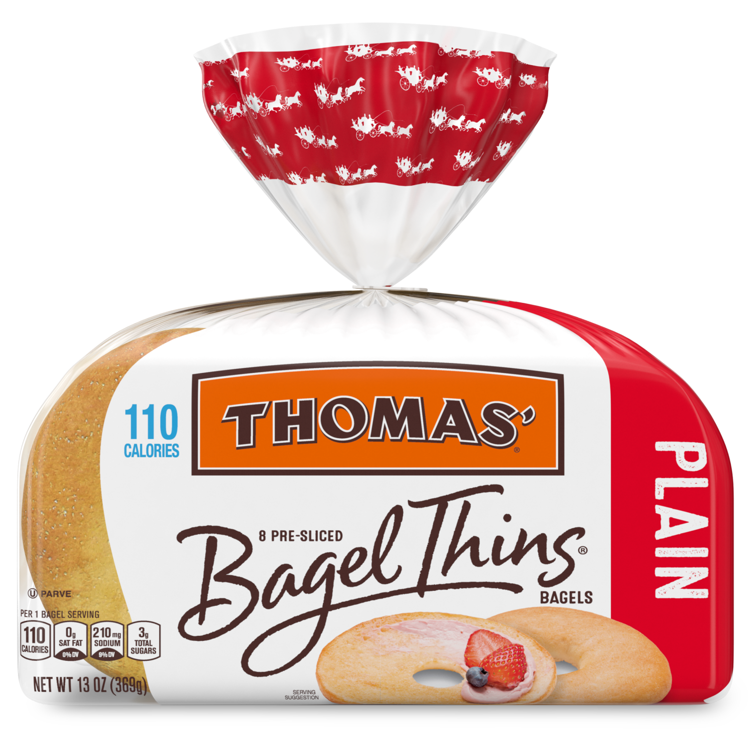 slide 1 of 3, Thomas' Plain Bagel Thins, 8 count, 13 oz, 8 ct