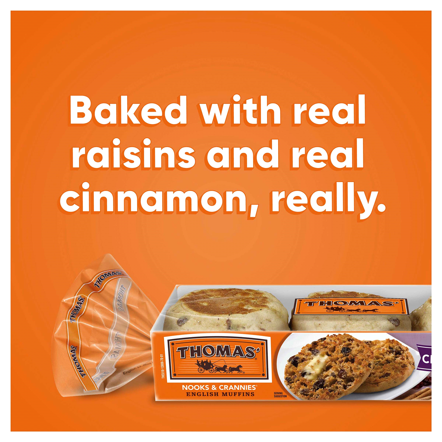slide 3 of 5, Thomas' Cinnamon Raisin English Muffins, 6 ct