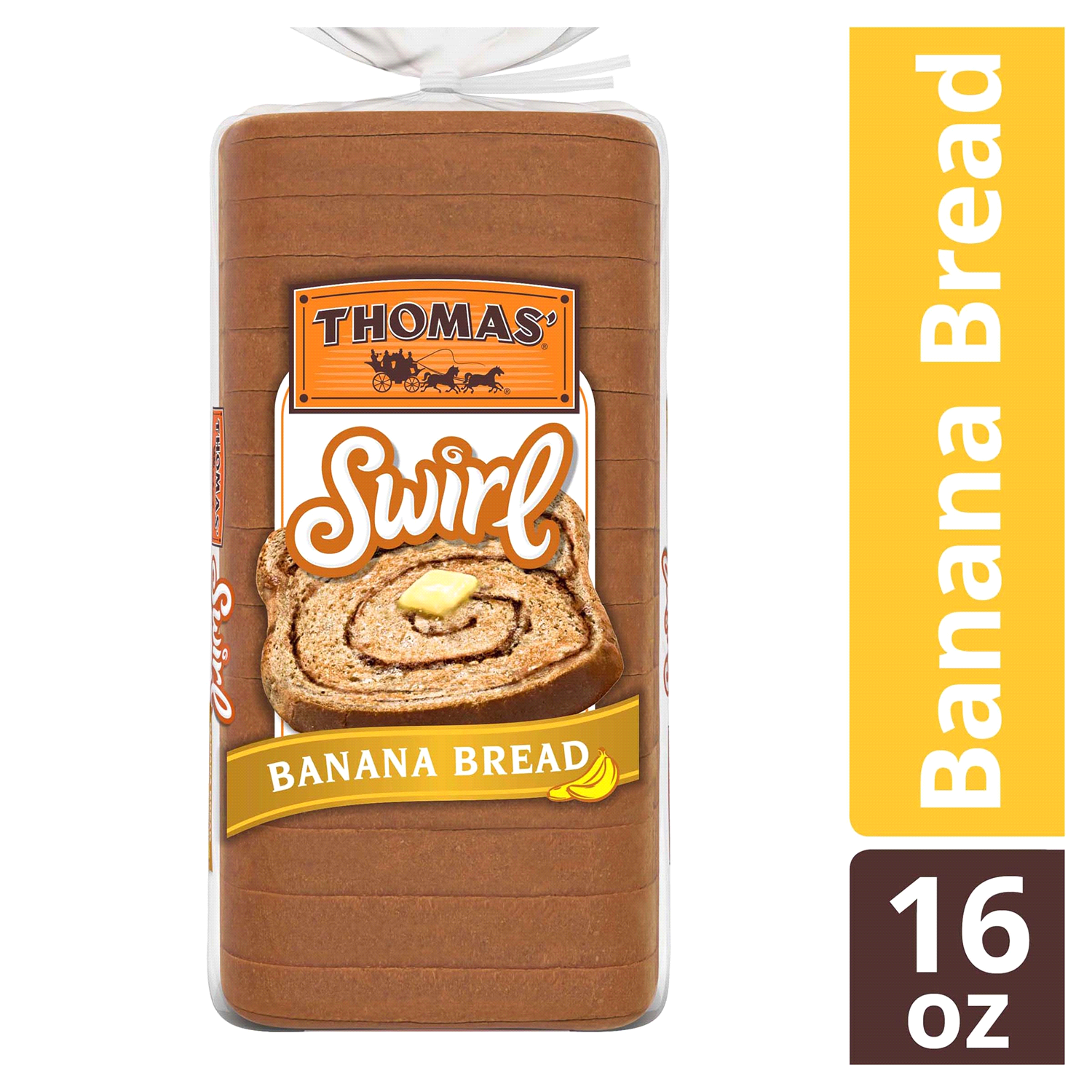 slide 1 of 4, Thomas' Banana Bread Swirl Bread, 1 lb