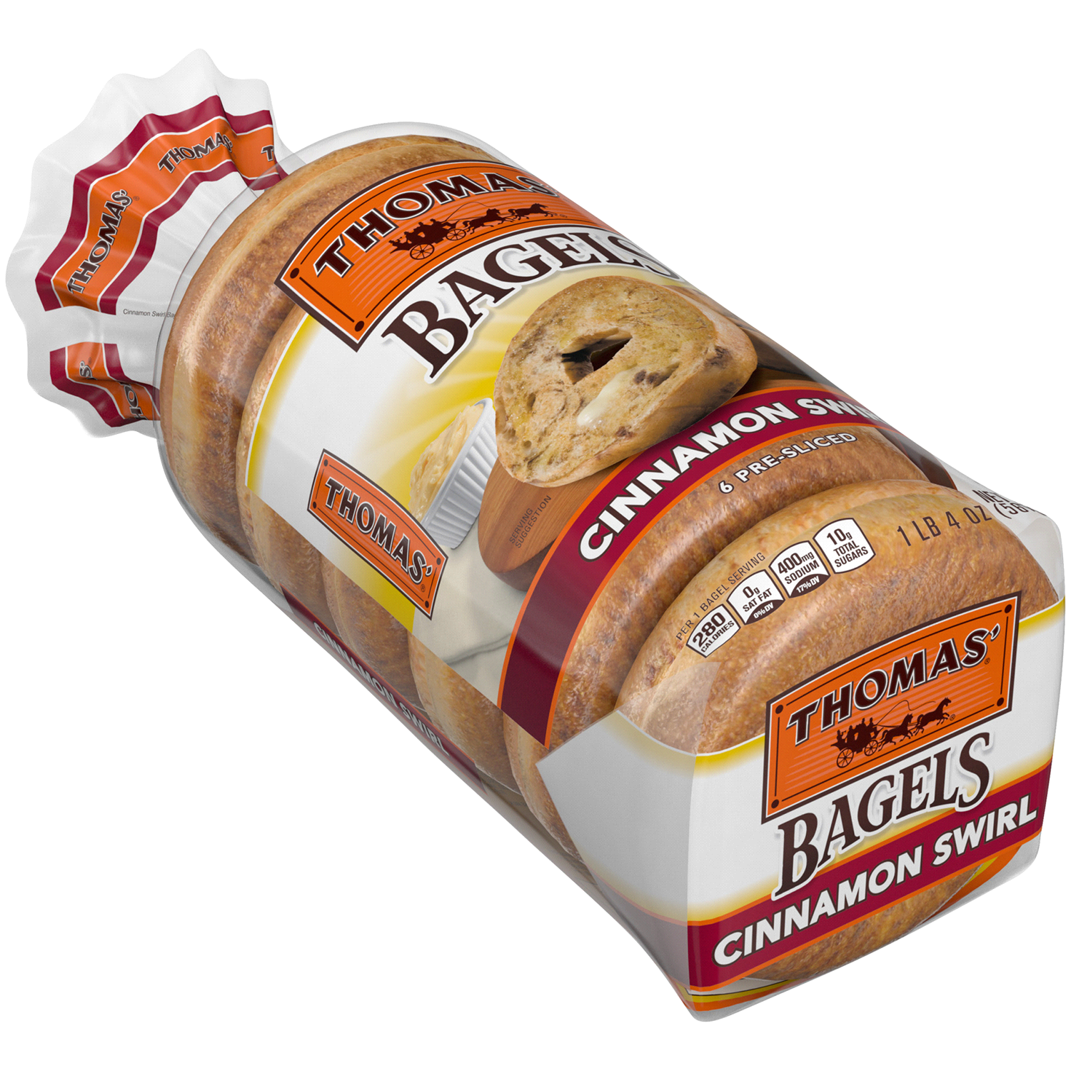 slide 2 of 3, Thomas' Cinnamon Swirl Bagels, 6 count, 20 oz, 6 ct