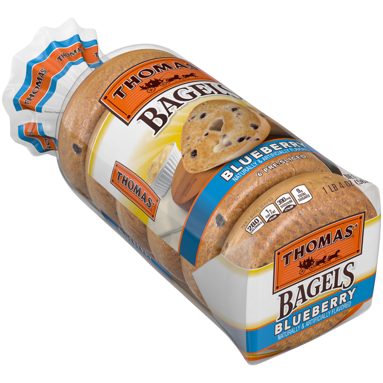 slide 2 of 3, Thomas' Blueberry Bagels, 6 count, 20 oz, 6 ct