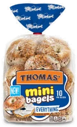 Thomas' Everything Pre-sliced Mini Bagels, 10 count, 15 oz