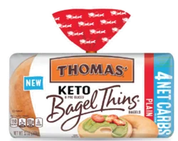 Thomas' Keto Plain Pre-sliced Bagel Thins, 8 count, 13 oz