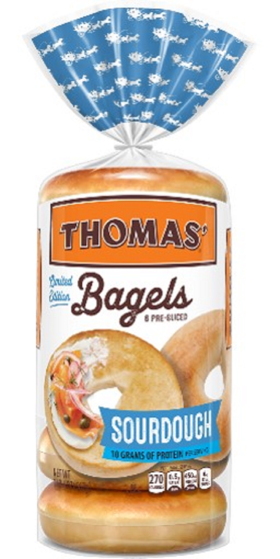 slide 1 of 1, Thomas' Sourdough Bagels, 6 count, 9g Protein, Kosher Bagels, 20 oz Bag, 6 ct