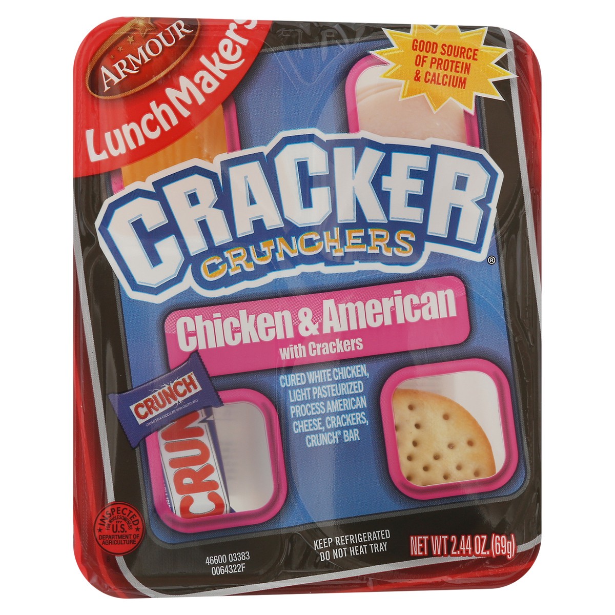 slide 2 of 9, LunchMakers Chicken & American with Crackers Cracker Crunchers 2.44 oz, 2.4 oz