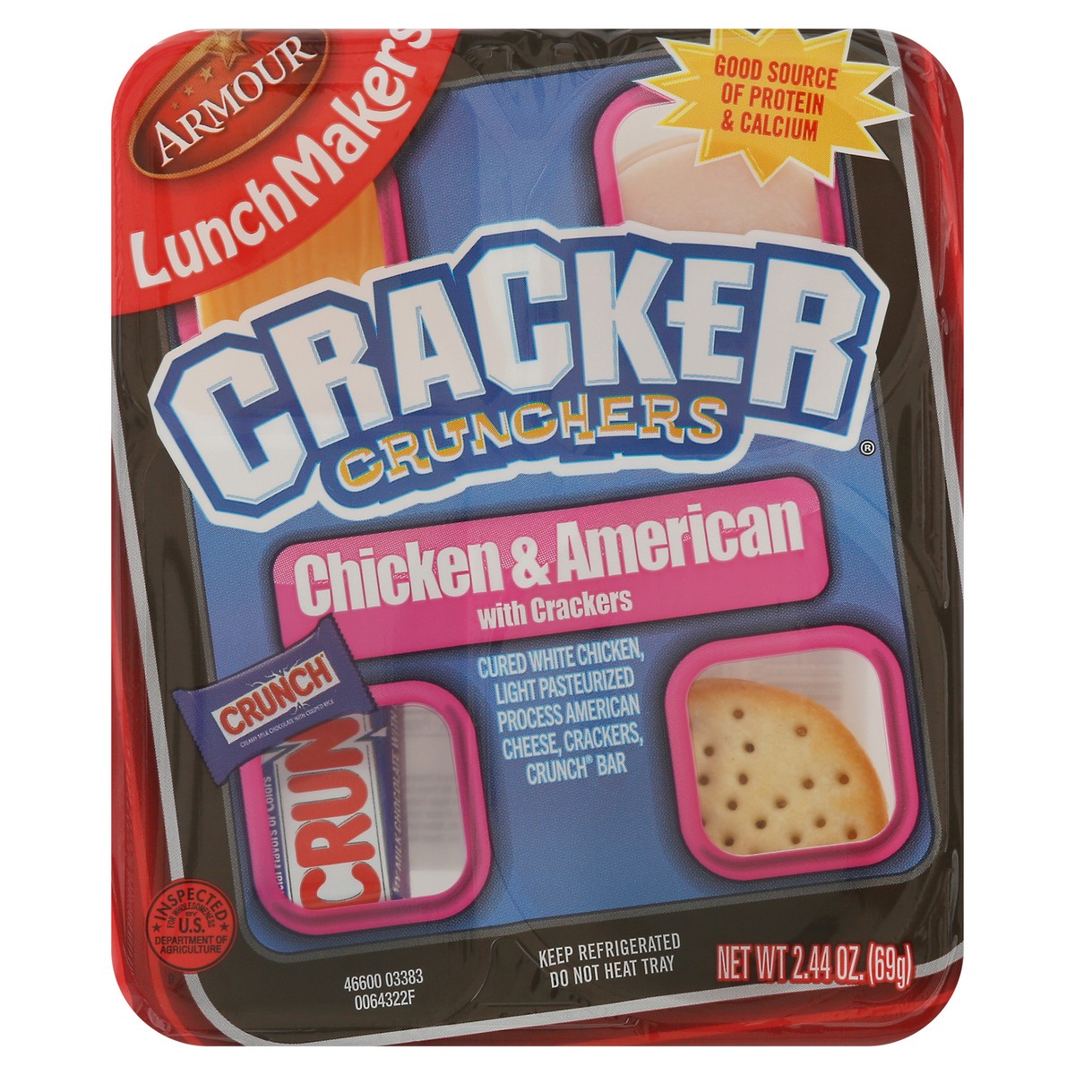 slide 1 of 9, LunchMakers Chicken & American with Crackers Cracker Crunchers 2.44 oz, 2.4 oz