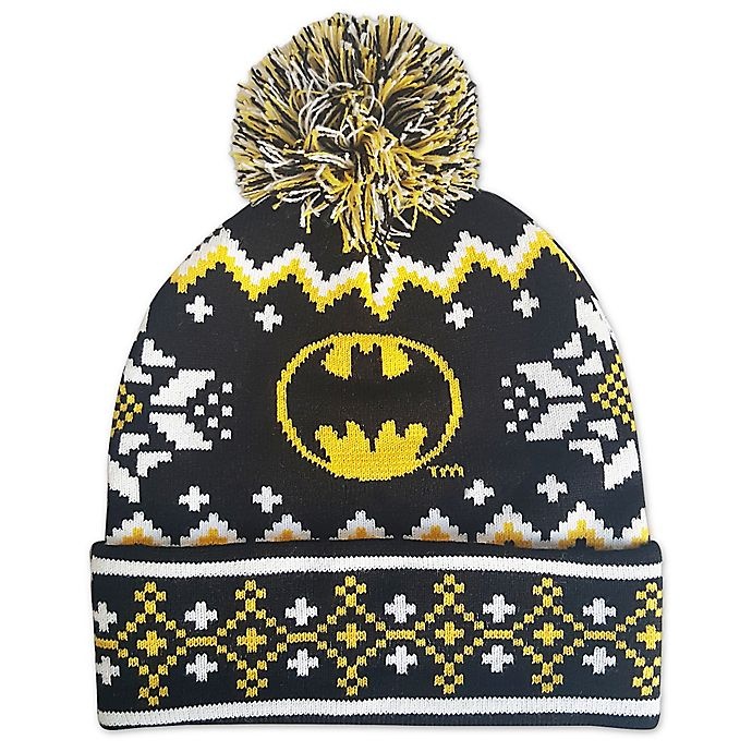 slide 1 of 1, DC Comics Batman Ugly Sweater Pom Cuff Beanie Hat, 1 ct