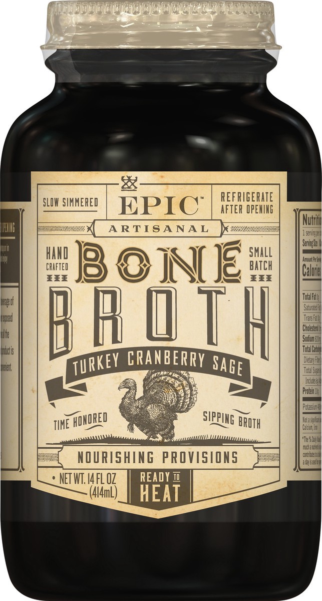 slide 2 of 13, Epic Turky Cran Sage Bone Broth, 14 fl oz