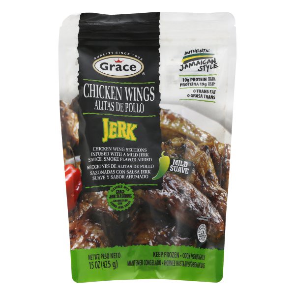 slide 1 of 1, Grace Jerk Chicken Wings, 15 oz