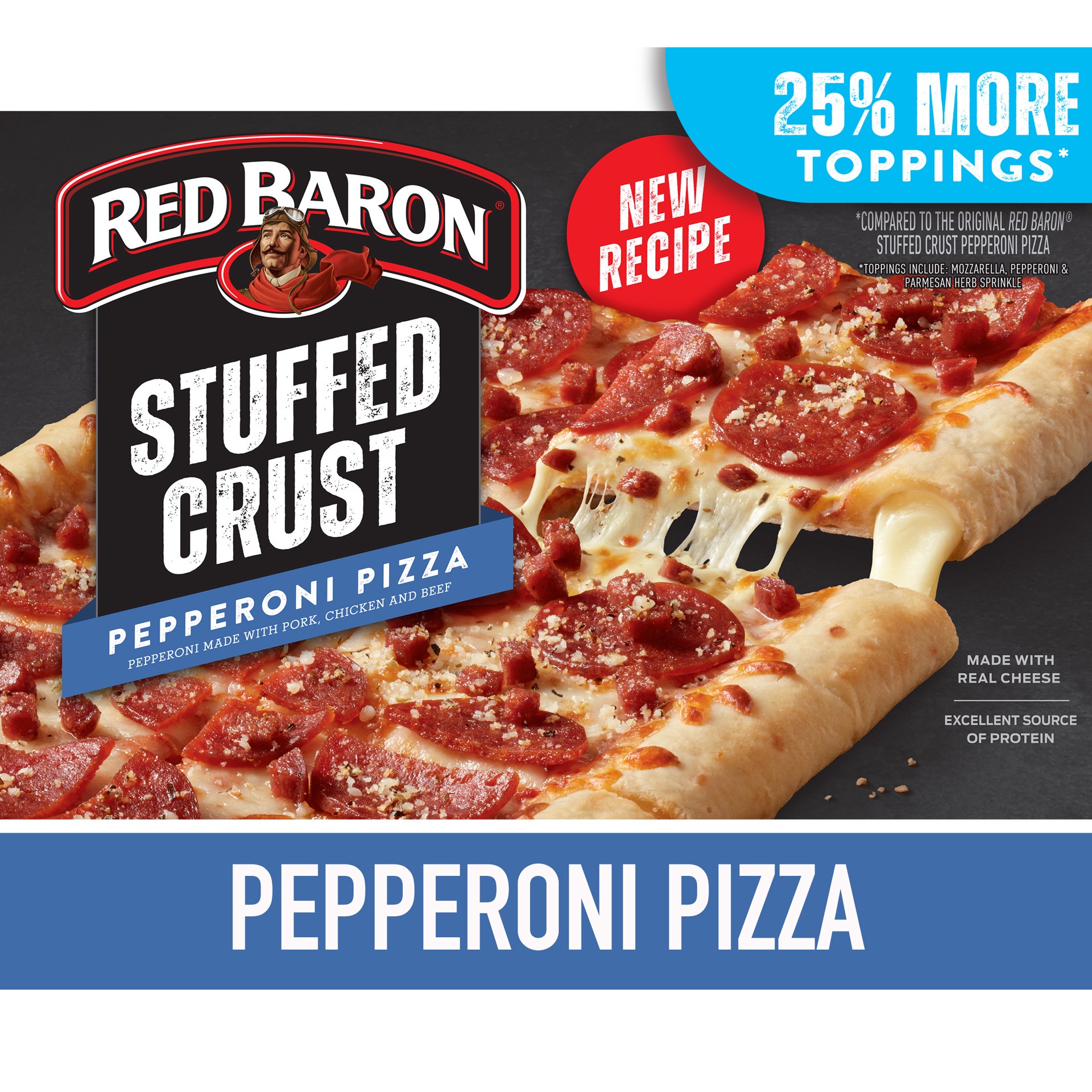 slide 4 of 5, Red Baron Stuffed Crust Pepperoni Pizza 23.64 oz, 1.48 lb