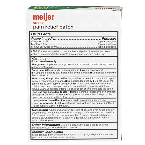 slide 4 of 9, Meijer Super Pain Relief Patch, 60 ct