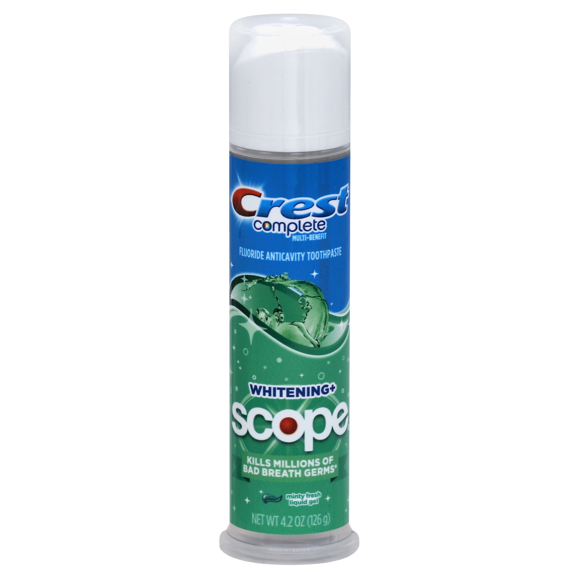 slide 1 of 1, Crest Complete Whitening + Scope Multi-Benefit Minty Fresh Striped Toothpaste, 4.2 oz