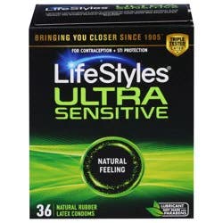 LifeStyles Natural Rubber Ultra Sensitive Latex Condoms 36 ea