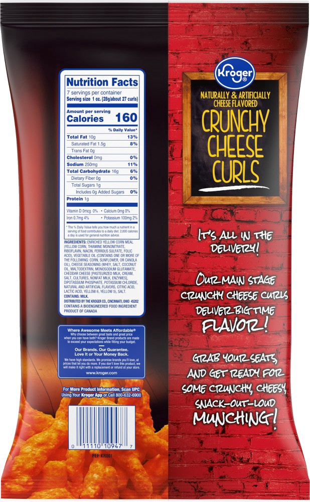 slide 5 of 6, Kroger Crunchy Cheese Curls - 7 oz, 7 oz