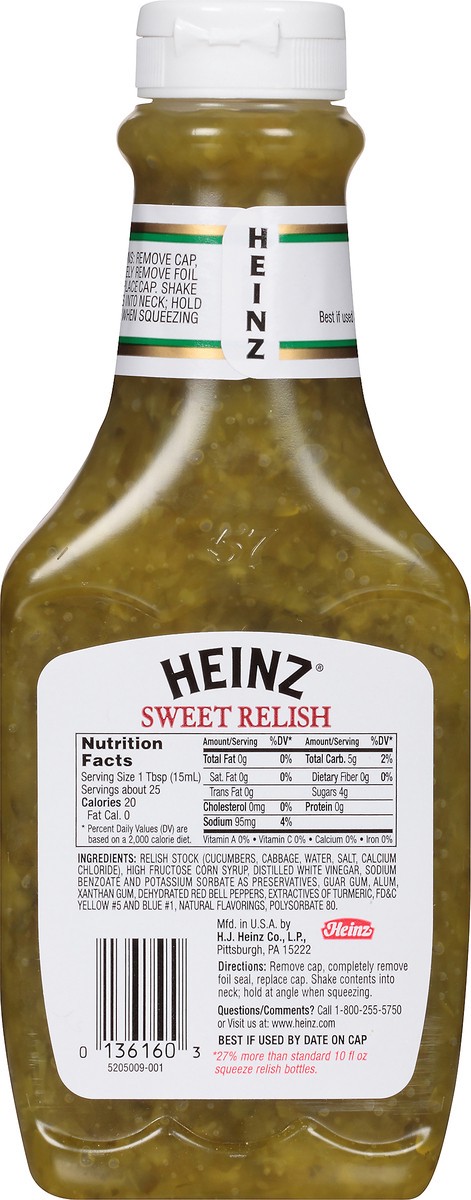 slide 3 of 10, Heinz Sweet Relish 12.7 fl. oz. Bottle, 12.7 fl oz