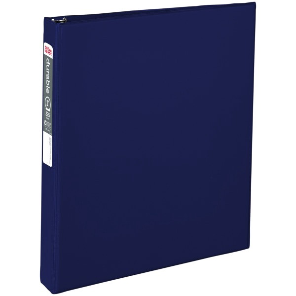 slide 1 of 5, Office Depot Brand Nonstick Round-Ring Binder, 1'' Rings, 64% Recycled, Blue, 1 in